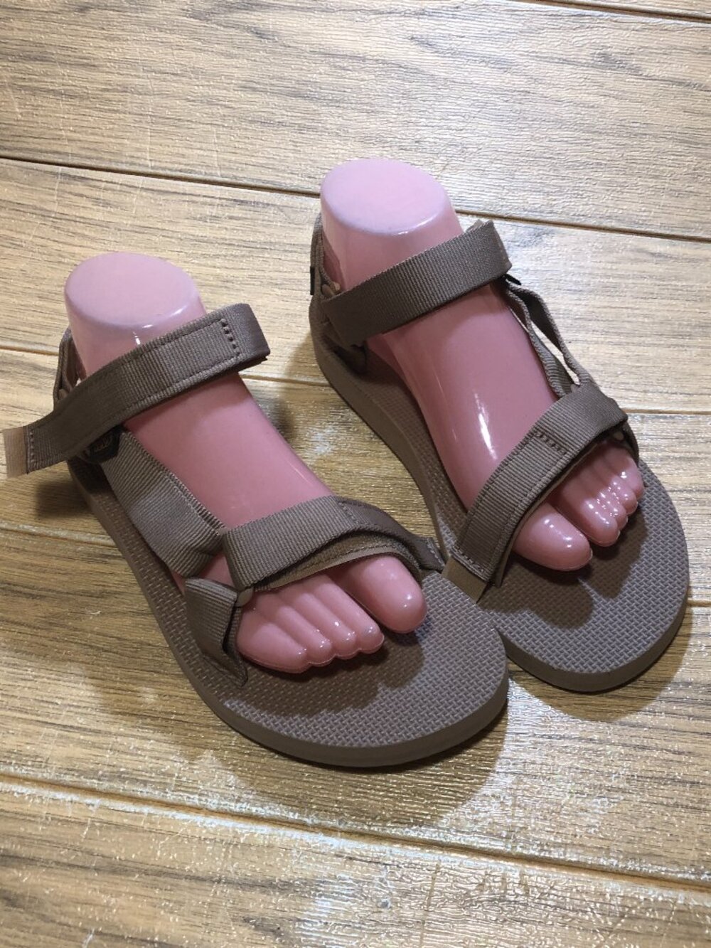 Teva women brown fabric wedge sandals in brown, 9